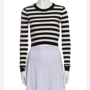 Milly Women’s Sweater Striped Black and White Back Zip Pullover M